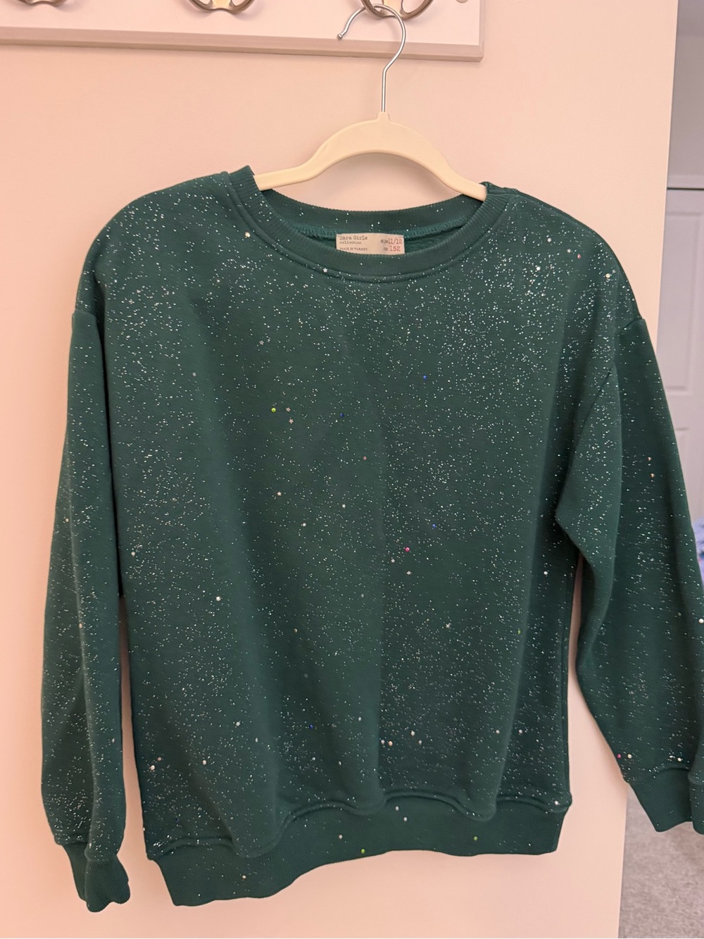 Zara Girls Green Glitter Sweatshirt
